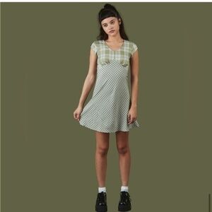 UNIF express yourself short sleeve side zip up Plaid Green Dress size XS